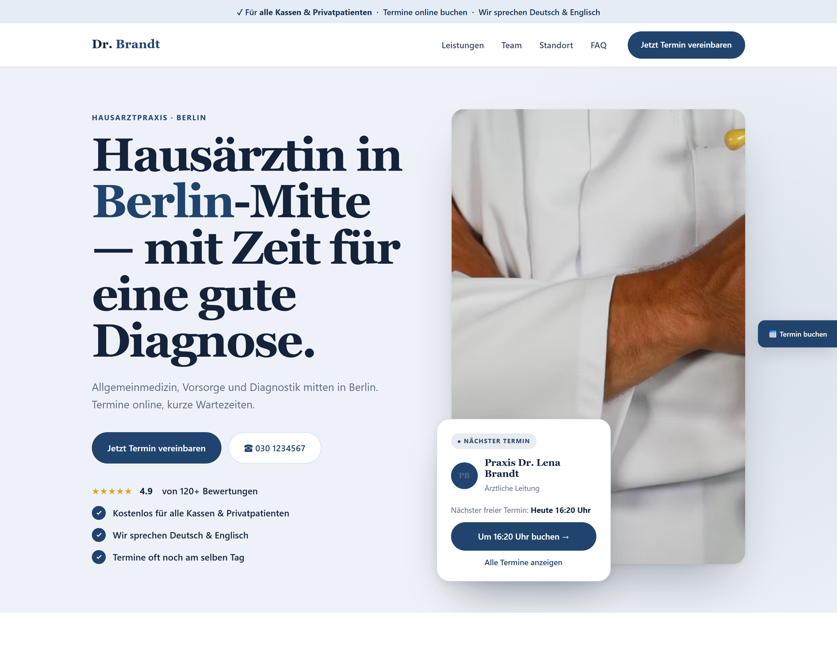 Beispiel: Praxis Dr. Brandt — Avi-Stil, Berlin-Mitte
