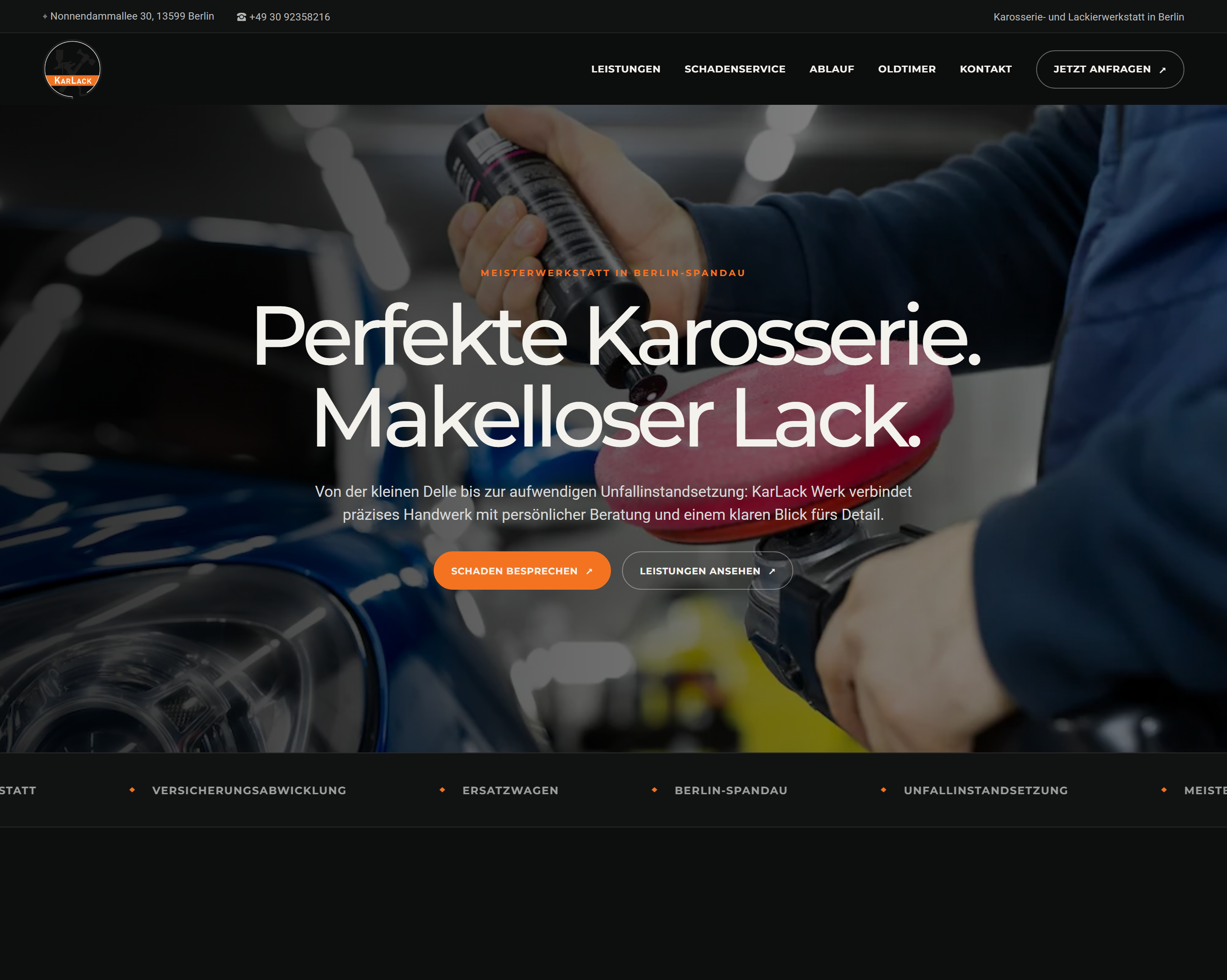 Beispiel: KarLack Werk — Fahrzeuglackierung, Berlin-Spandau